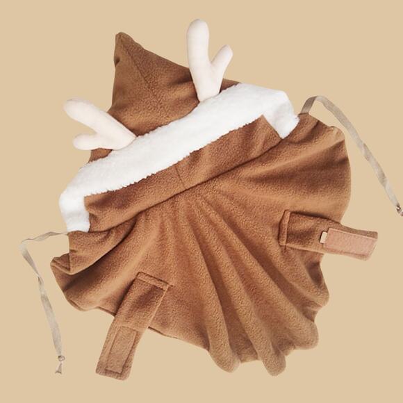 Cat Puppy Brown Cloak with Christmas Deer Costume Outfit Size S/M - Picture 5 of 6